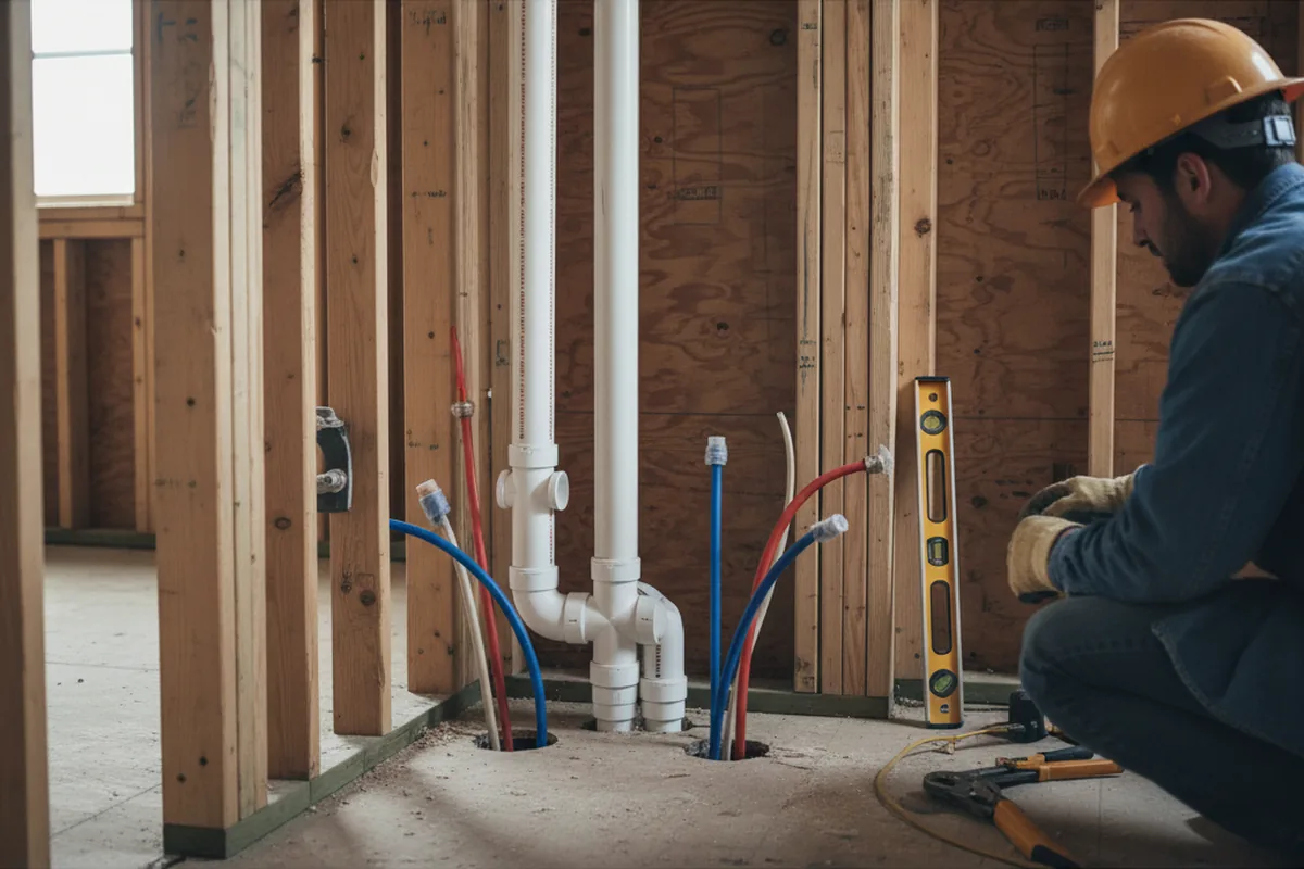Drain and supply rough-in during Leak Detection in West Rutland